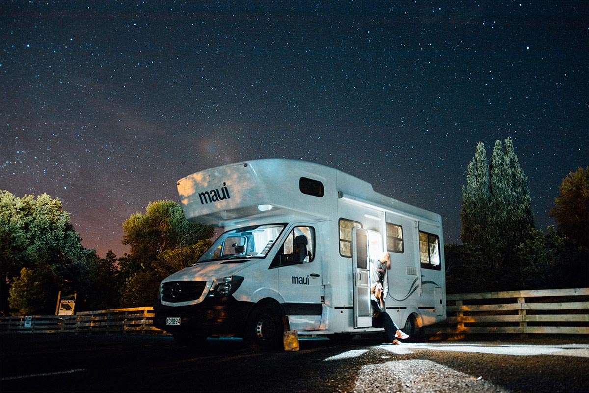 Caravan under the starry sky
