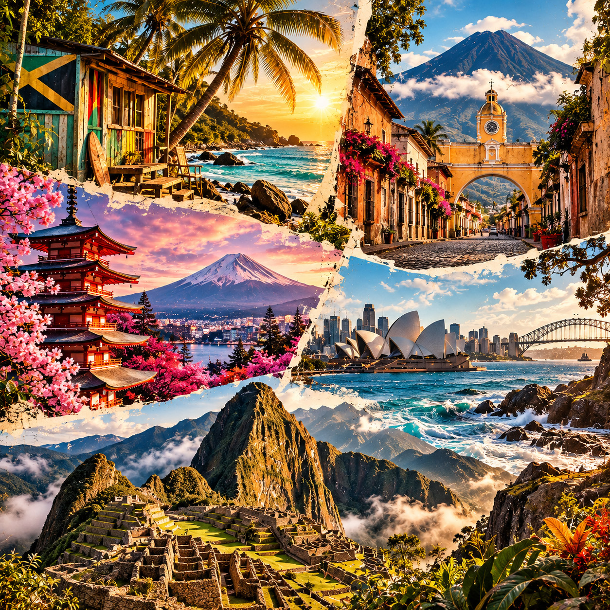 Dream destinations including Jamaica, Guatemala, Japan, Australia and Peru